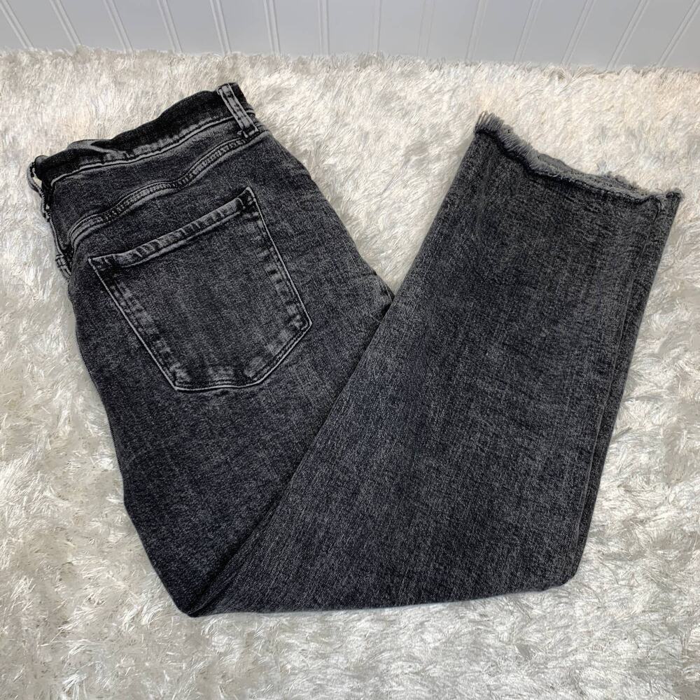 ana Highest Rise Vintage Straight Jeans Black Distressed Sz 14